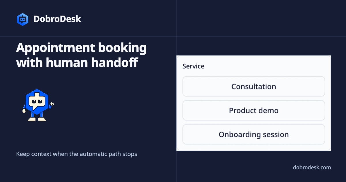 Design appointment booking with a human handoff