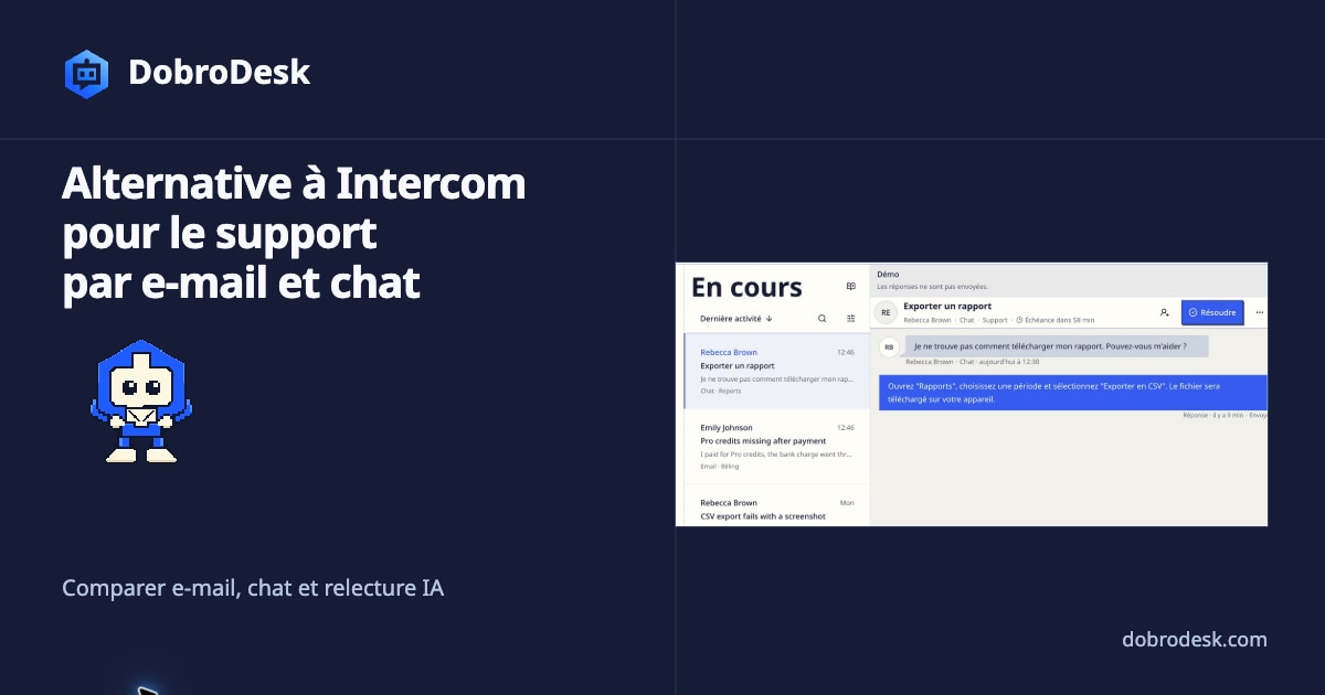 Alternative à Intercom pour le support par e-mail et chat