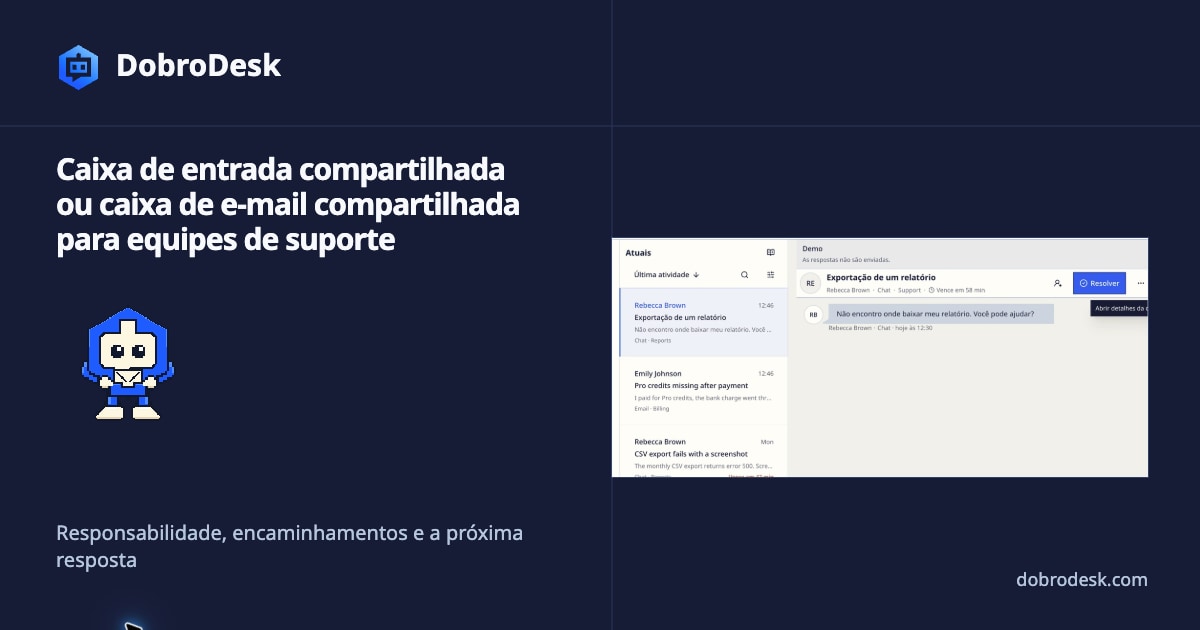 Caixa de entrada compartilhada ou caixa de e-mail compartilhada para equipes de atendimento