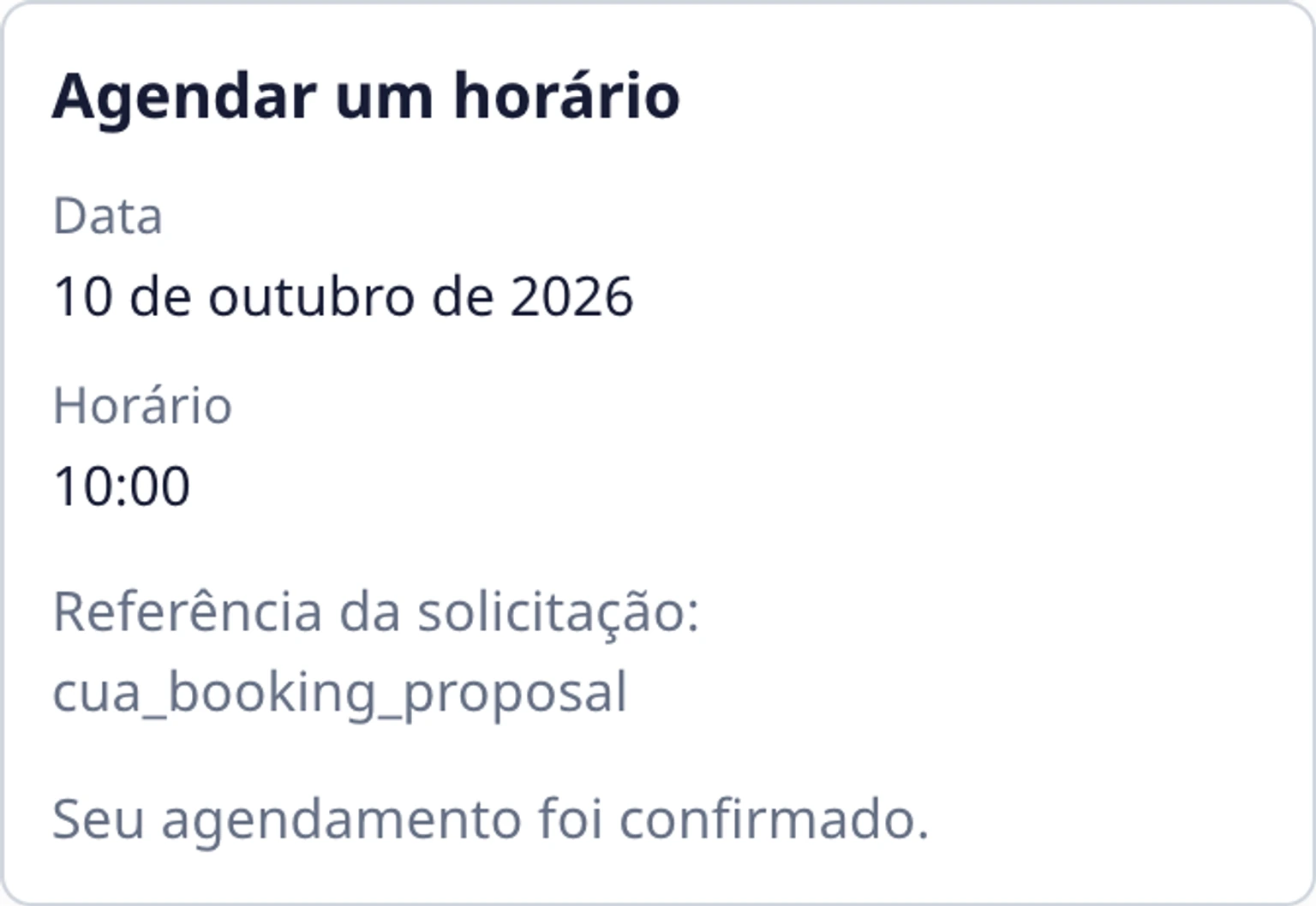 Agendar um horário no widget do site: Confirmar e guardar o resultado