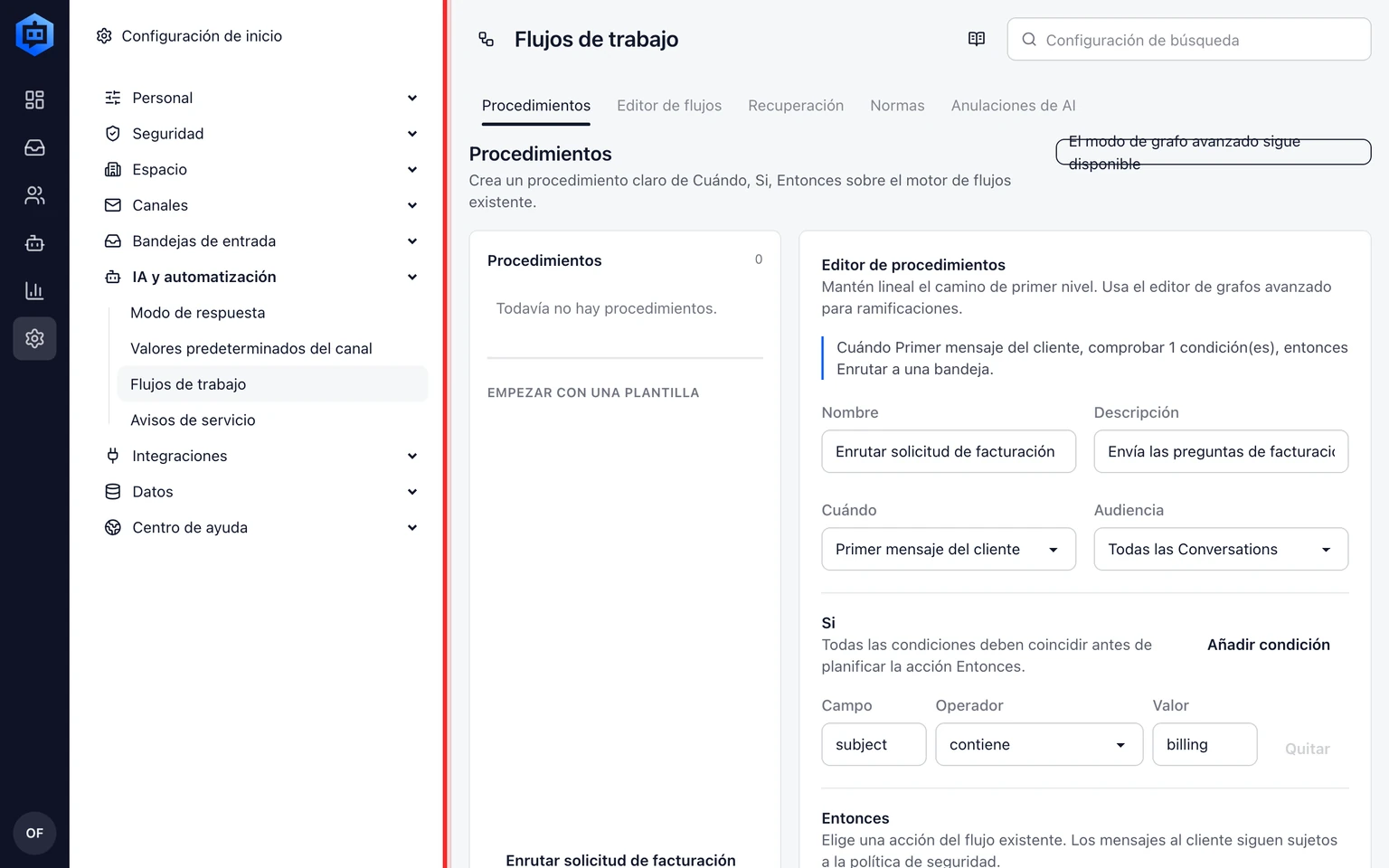 Configura Procedures y acciones: Crea una Procedure