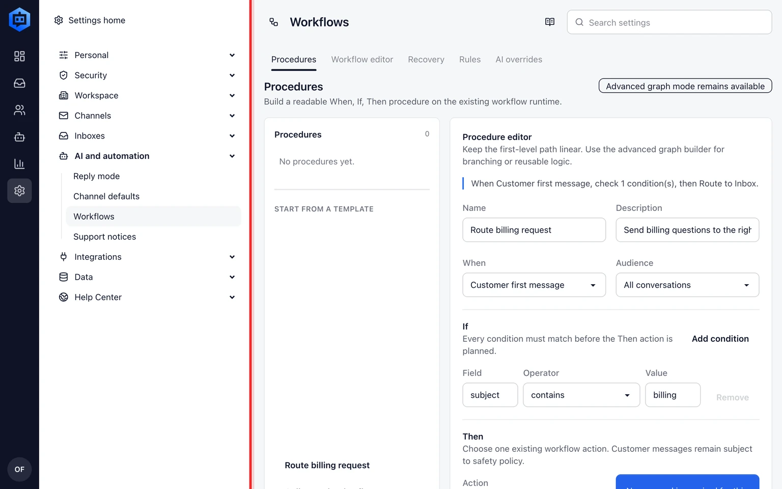 Configure Procedures and Actions: Create a Procedure