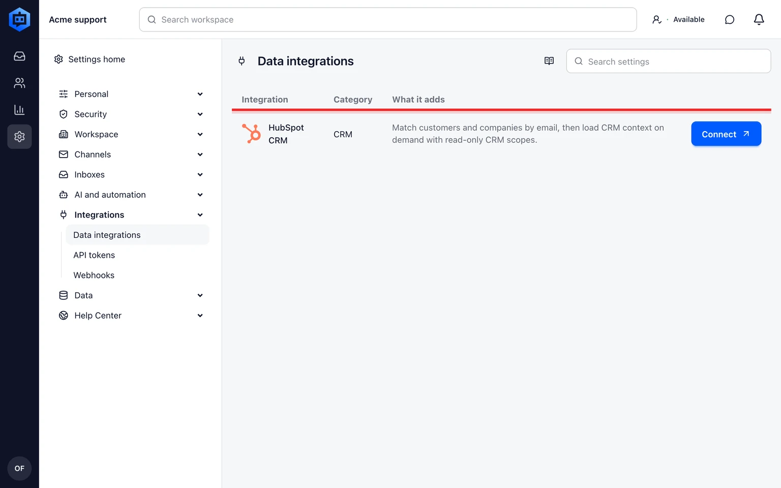 What a migration moves and how it stays safe: Reconnect external apps after cutover, 3. After the final delta, open Admin > Integrations > Data integrations.