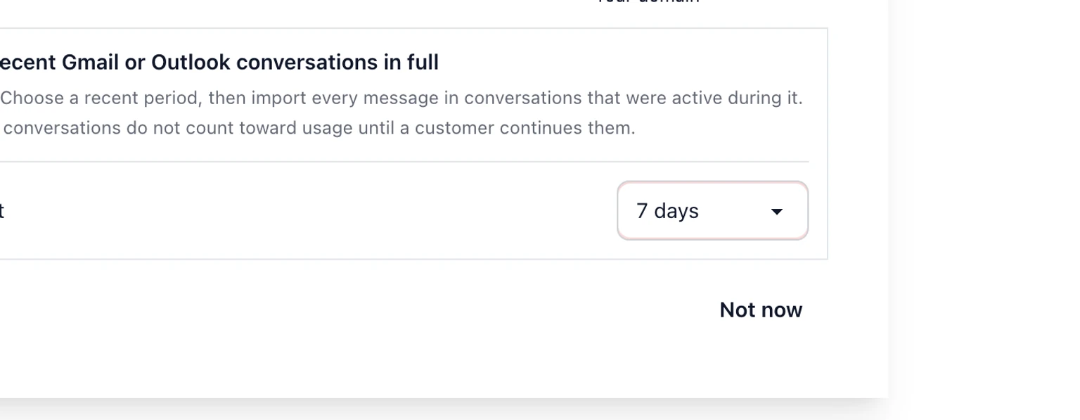 Connect Outlook or Microsoft 365: Import recent customer context during setup