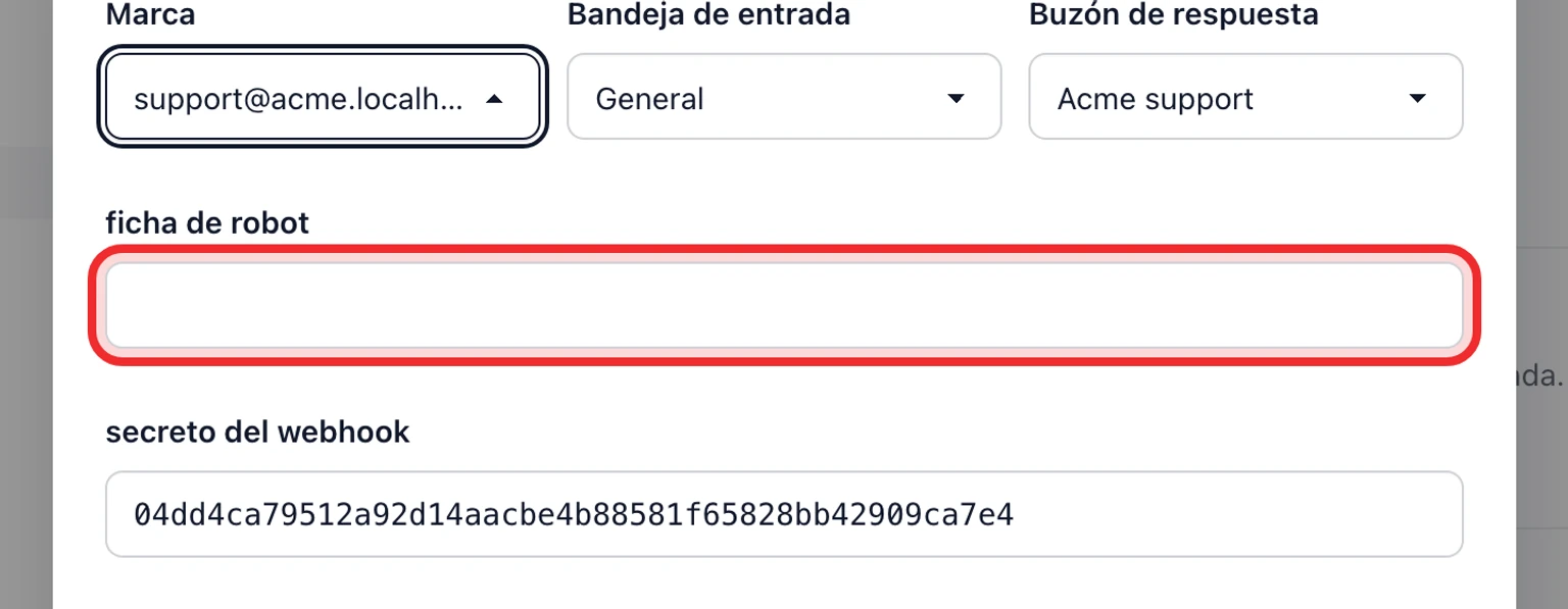 Conectar un canal de soporte de Telegram: Conecta el bot de Telegram, 3. Pega el token del bot y conserva el secreto de webhook generado.