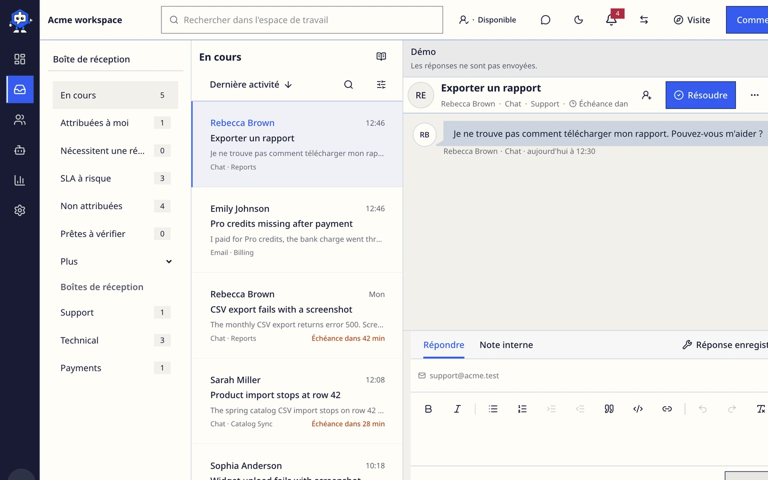 Connecter Gmail ou Google Workspace: Connecter la boîte e-mail Gmail, 4. Sélectionnez la boîte de réception DobroDesk qui doit recevoir les nouvelles conversations clients.
