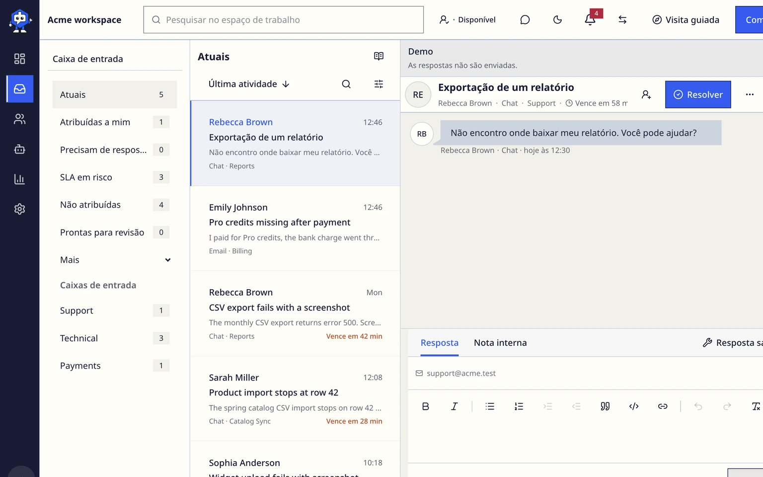 Conectar Gmail ou Google Workspace: Conectar a caixa de e-mail do Gmail, 4. Selecione a Caixa de entrada do DobroDesk que deve receber novas conversas de clientes.