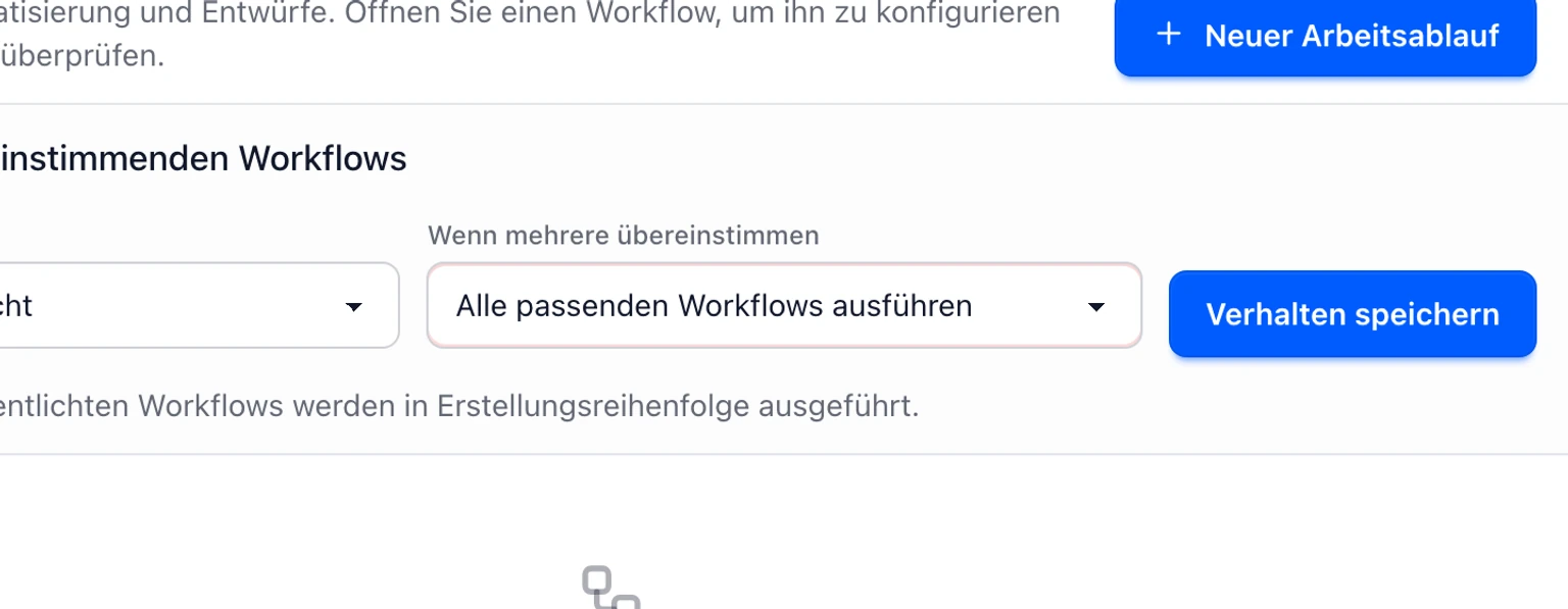 Automatisierungsregeln für eingehende Anfragen erstellen: Gezielte Regel erstellen, 1. Öffnen Sie Verwaltung > KI und Automatisierung > Workflows.