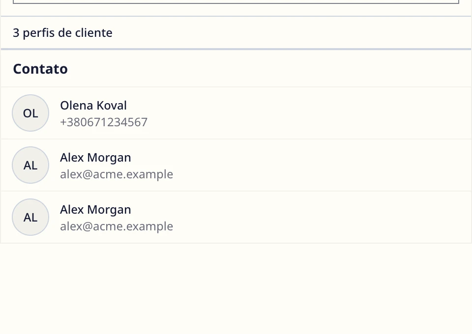 Mantenha os dados do cliente ao lado da solicitação