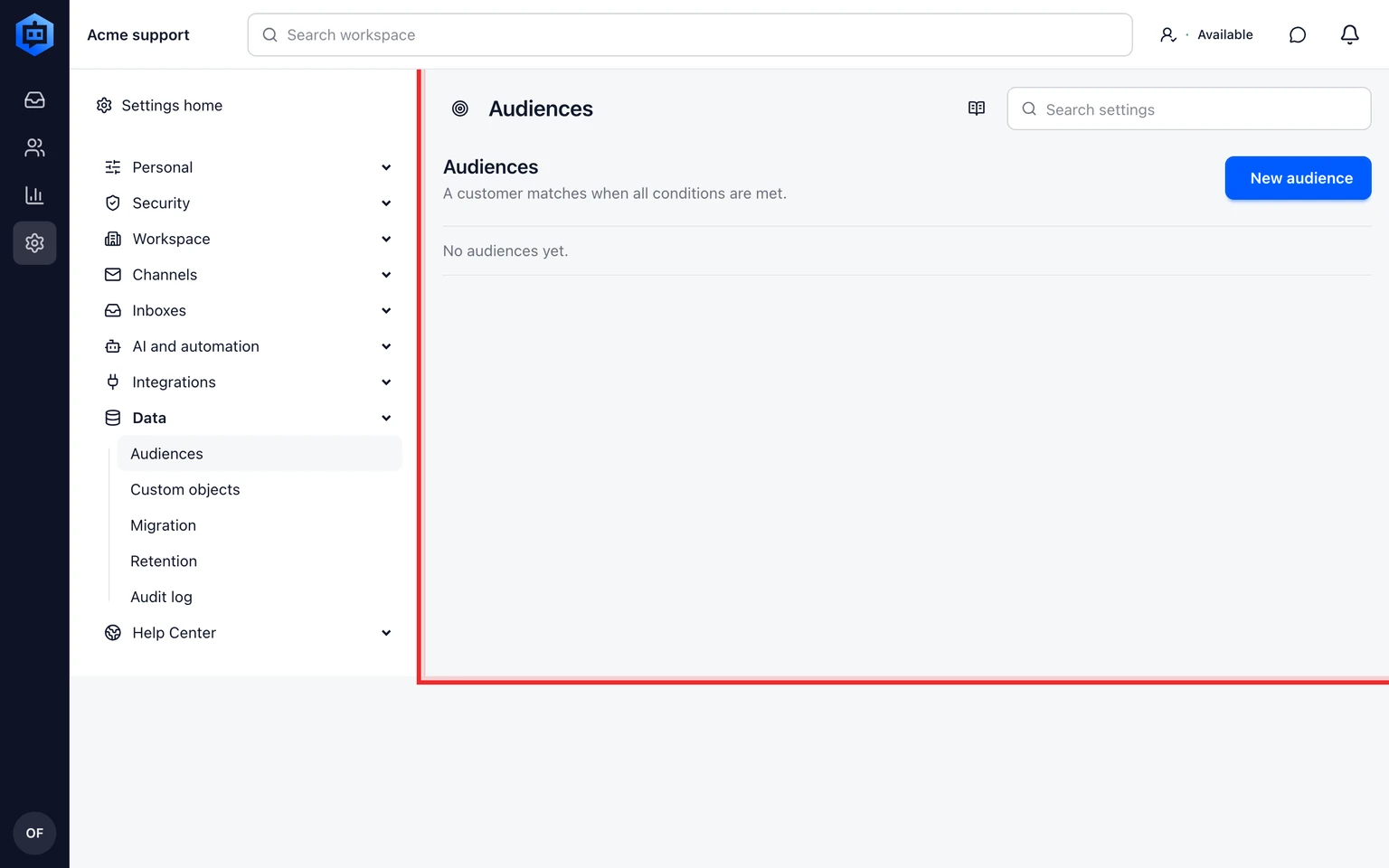 Govern retention, exports and audit history: Create an authorized export, 1. Open Admin > Data > Exports and select Create export.