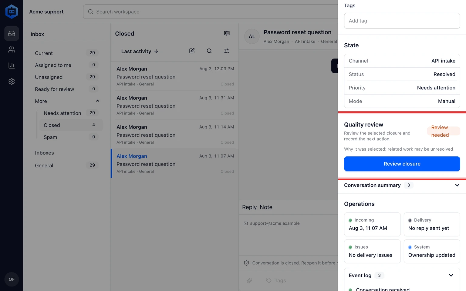 Ground AI drafts in approved knowledge: Review changes before they replace an approved answer, 2. When DobroDesk shows "Approved content changed", compare the new draft with the active version.