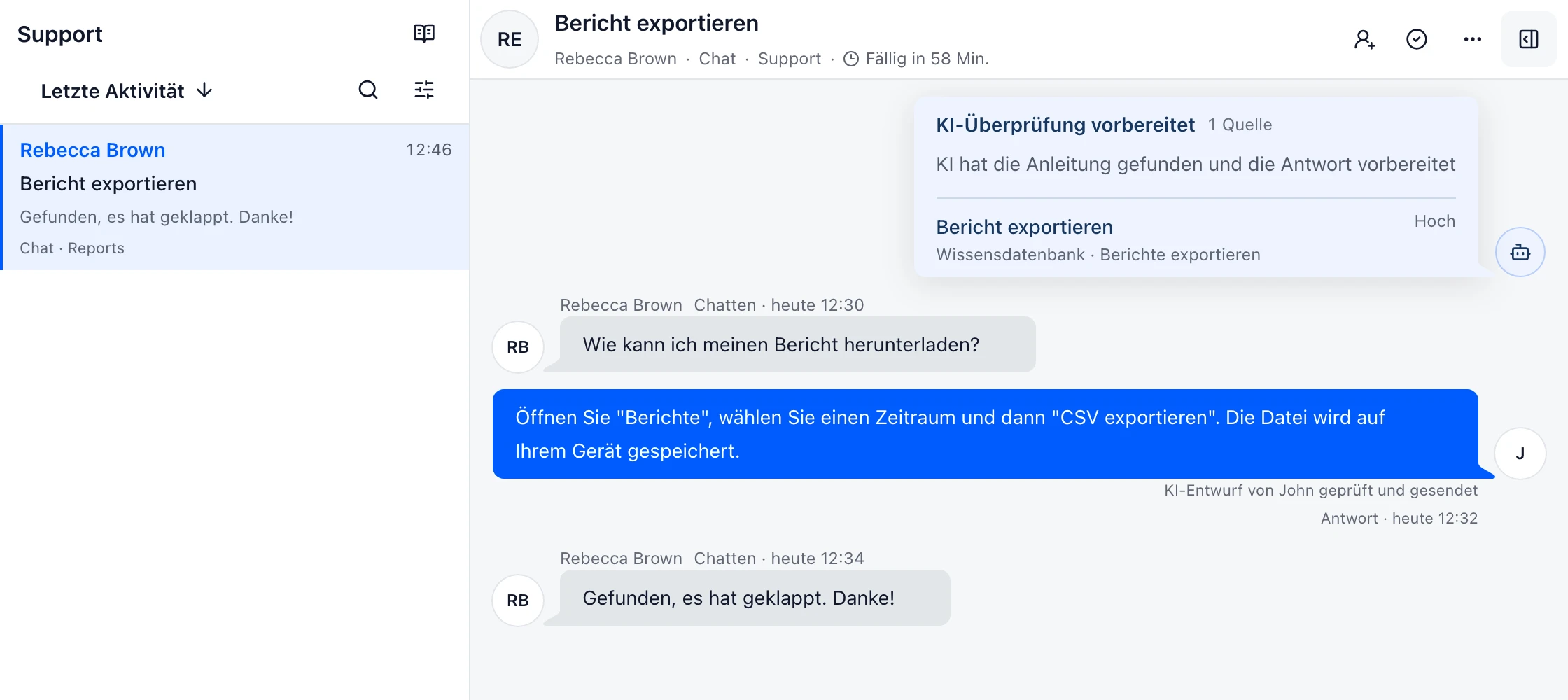 Beispiel einer Unterhaltung in DobroDesk