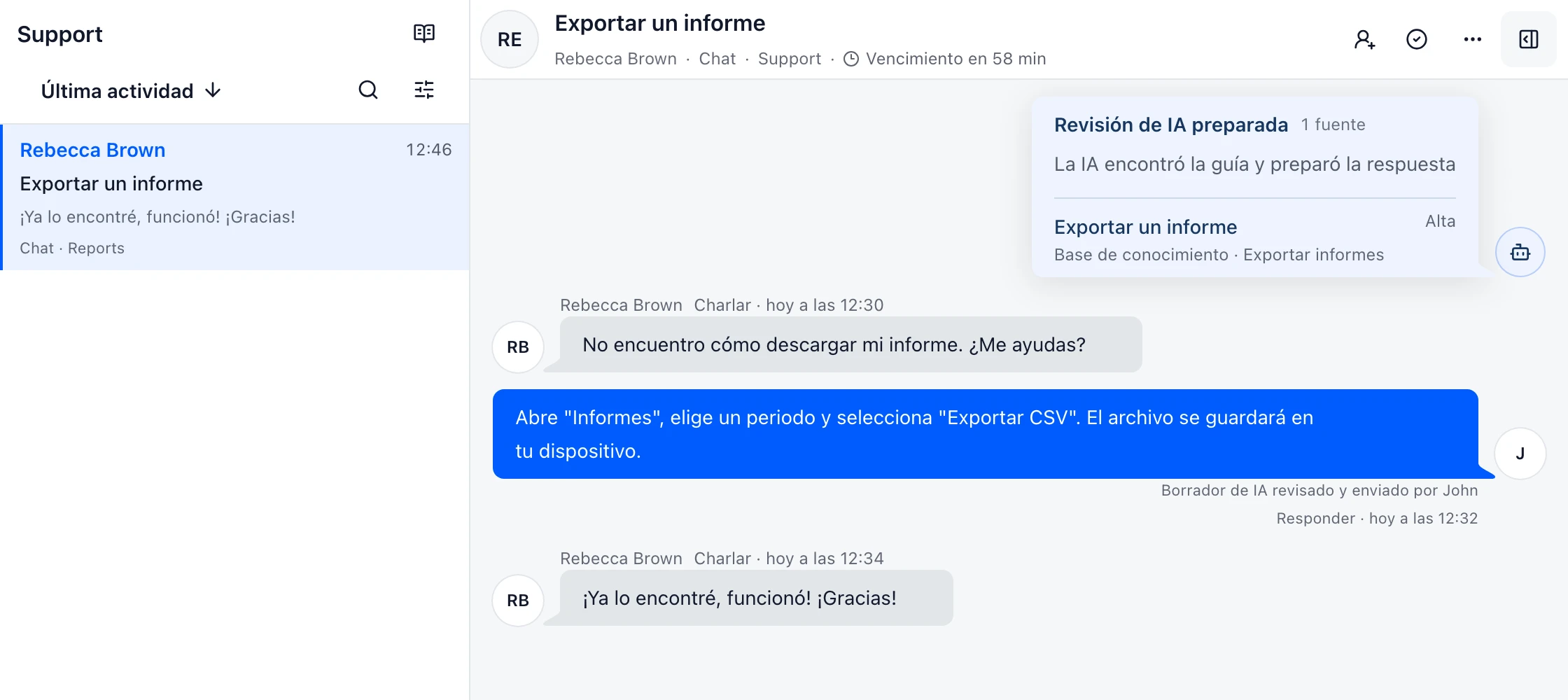 Ejemplo de conversación en DobroDesk