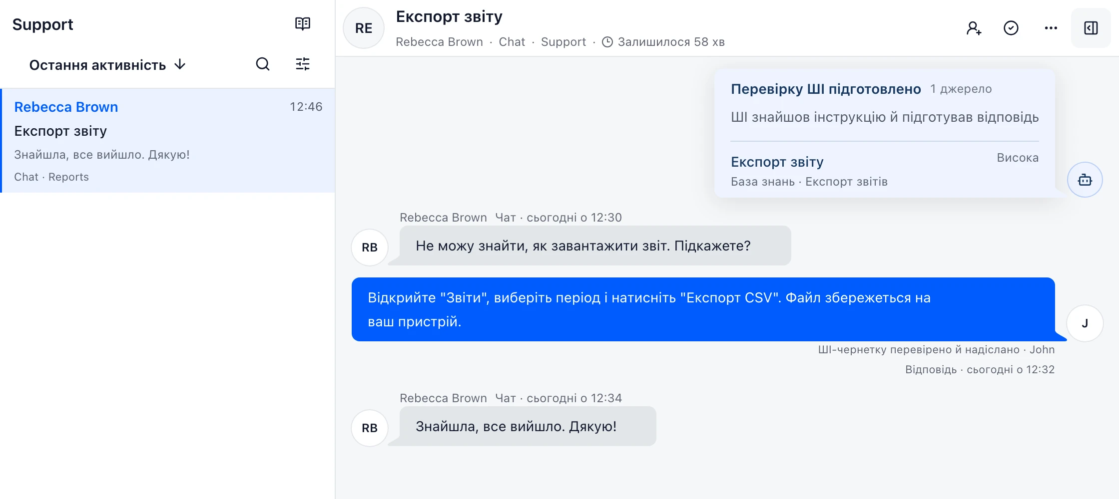 Приклад розмови в DobroDesk