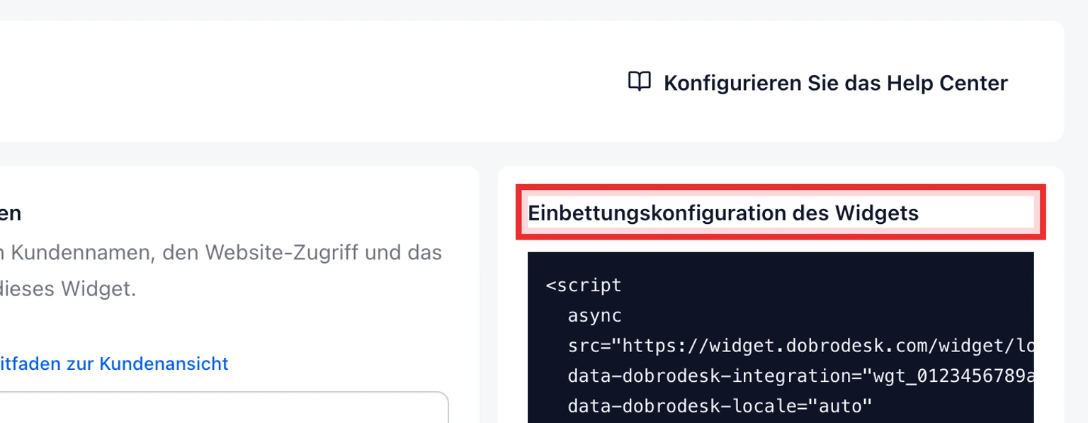 CSP für das DobroDesk-Website-Widget konfigurieren: Erforderliche DobroDesk-Quellen kopieren, 1. Öffnen Sie DobroDesk-Verwaltung, wählen Sie Kanäle und öffnen Sie Website-Widgets.