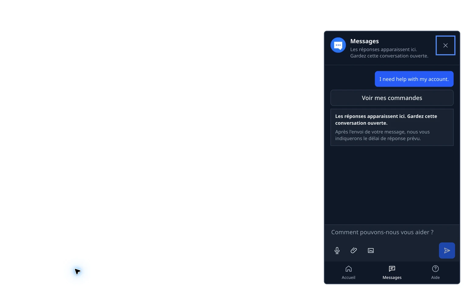 Choisir une méthode pour configurer le widget du site DobroDesk: Envoyer un message de test complet, 2. Vérifiez le nom d'assistance, le message de disponibilité et le délai de réponse attendu. Ils doivent être compréhensibles pour un client qui ne connaît pas l'organisation interne de l'équipe.