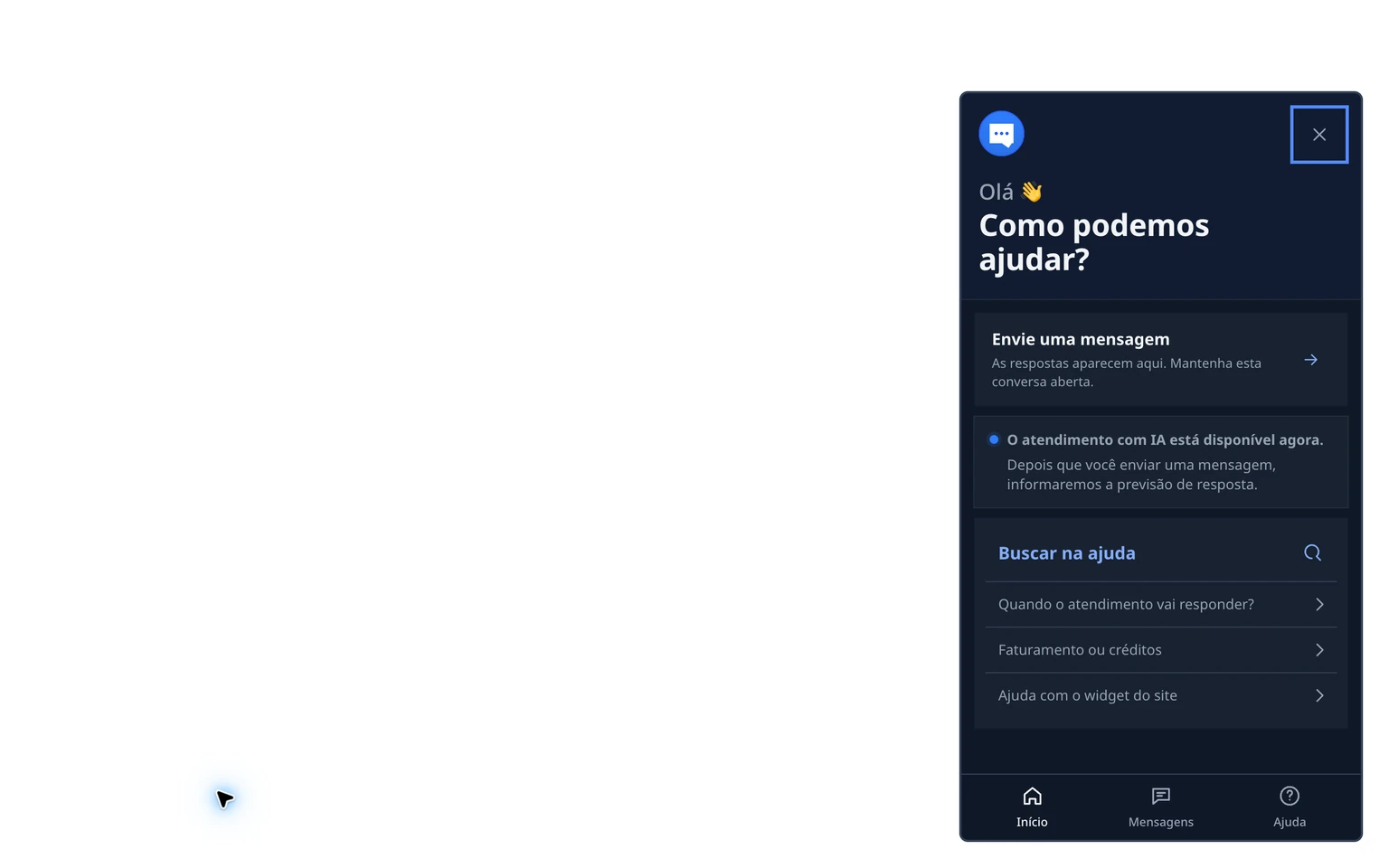 Escolher um caminho para configurar o widget do site do DobroDesk: Enviar uma mensagem de teste completa, 2. Confira o nome de suporte, a mensagem de disponibilidade e o tempo esperado de resposta. Eles devem fazer sentido para um cliente que não conhece a estrutura interna da equipe.