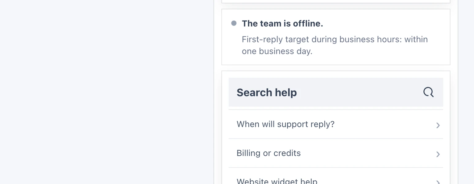 Configure AI replies for the website widget: Test a covered question and a handoff, 3. Ask a related question that the source does not answer. Confirm DobroDesk waits for a teammate instead of guessing.