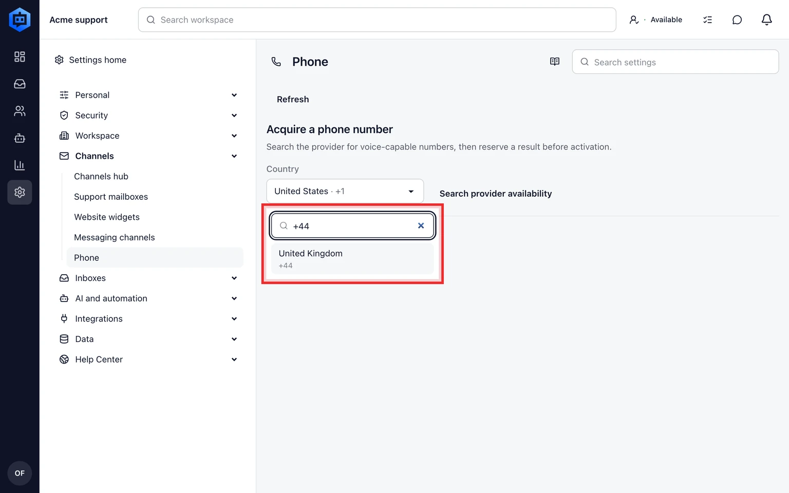 Manage phone number routing and release: Find and activate a number