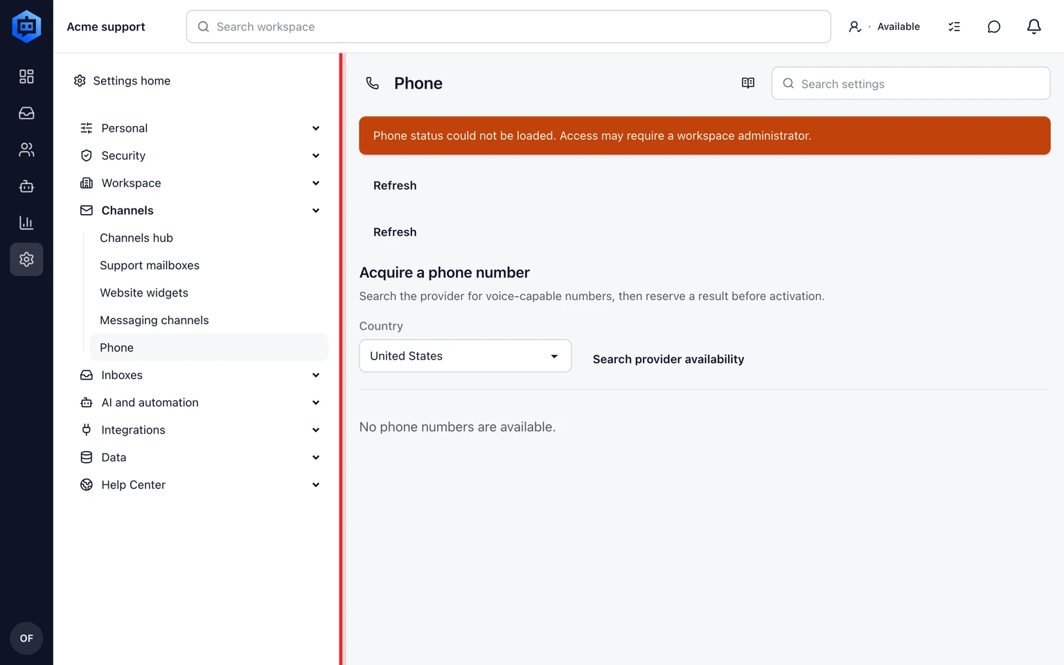 Manage phone number routing and release: Open a number and review its saved state