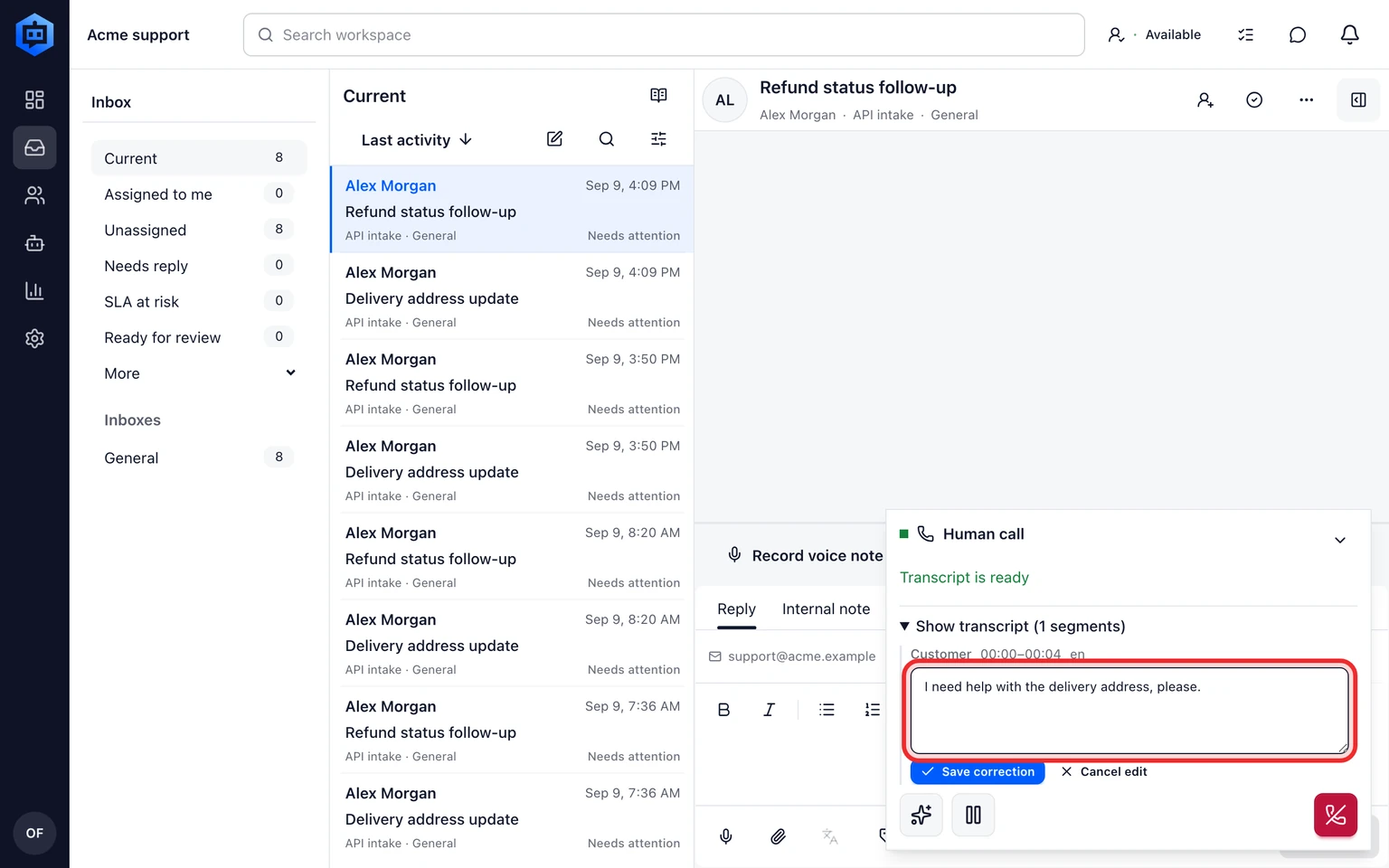 Manage phone number routing and release: Save and check voice settings