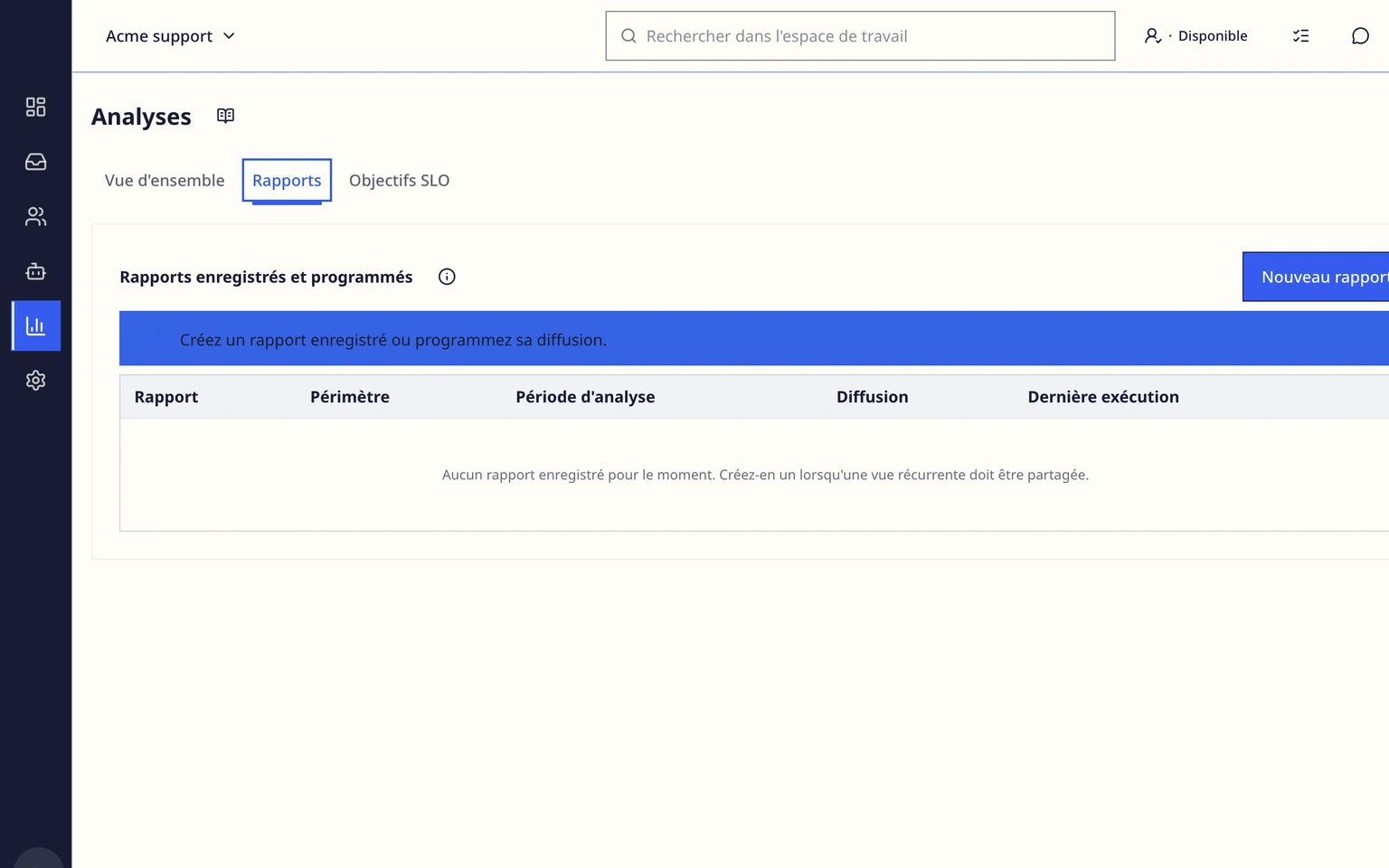 Mesurer le CSAT et la performance de l'équipe: Enregistrer ou programmer un rapport, 1. Dans Rapports enregistrés et programmés, saisissez un nom de rapport et choisissez 7, 30, 90 ou 120 jours.