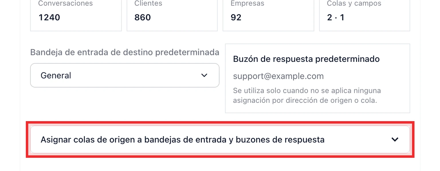 Migrar desde Crisp: Prueba y traslada los datos, 1. Asigna cada bandeja de Crisp a una bandeja de entrada y un buzón de respuesta de DobroDesk.