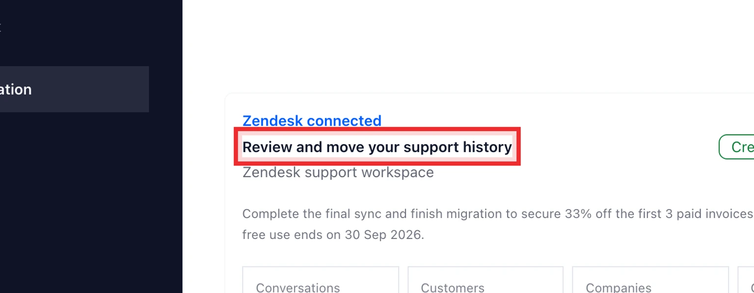 Migrate from Zendesk: Connect and analyze Zendesk, 5. Review detected groups, custom fields, statuses and warnings.