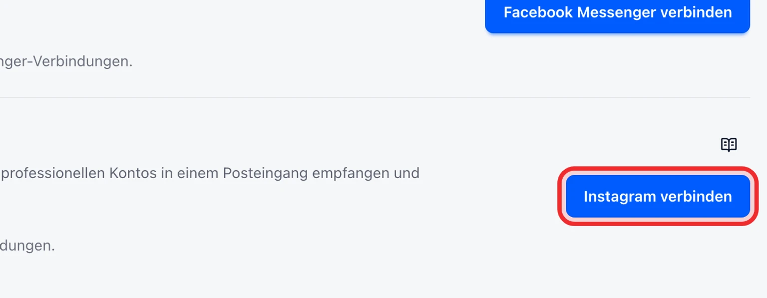 Instagram-Supportkanal verbinden: Callback-Verifizierung in Meta abschließen, 1. Öffnen Sie Verwaltung > Kanäle > Nachrichtenkanäle und wählen Sie Instagram verbinden.