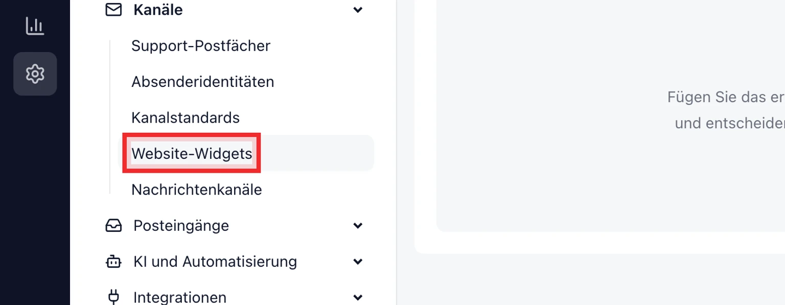 Kunden-Hilfe-Center veröffentlichen: Eine Site konfigurieren und veröffentlichen, 1. Öffnen Sie Verwaltung > Hilfe-Center > Selbstbedienung und wählen Sie die Site, die an das richtige Website-Widget gebunden ist.