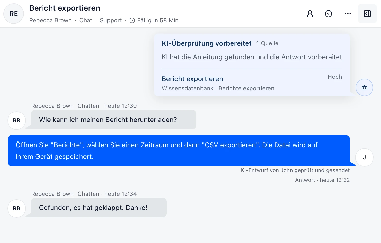 Beispiel einer Unterhaltung in DobroDesk