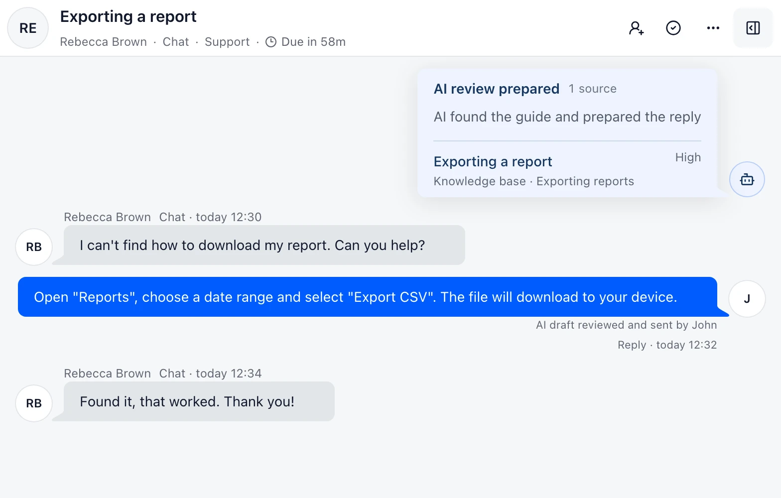 Example conversation in DobroDesk