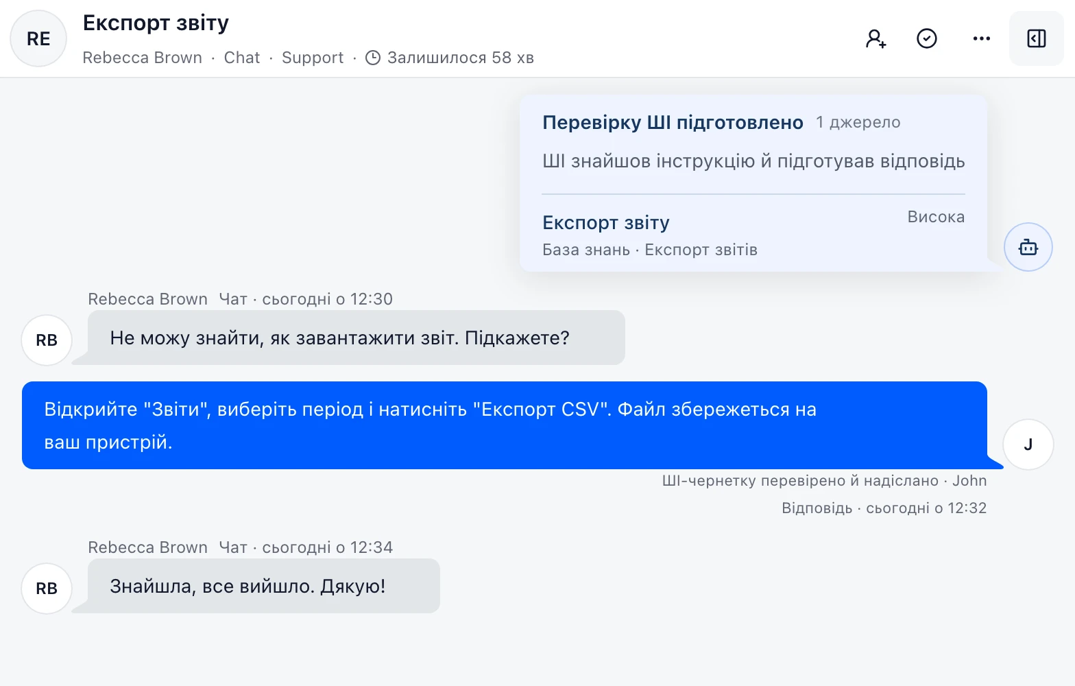 Приклад розмови в DobroDesk