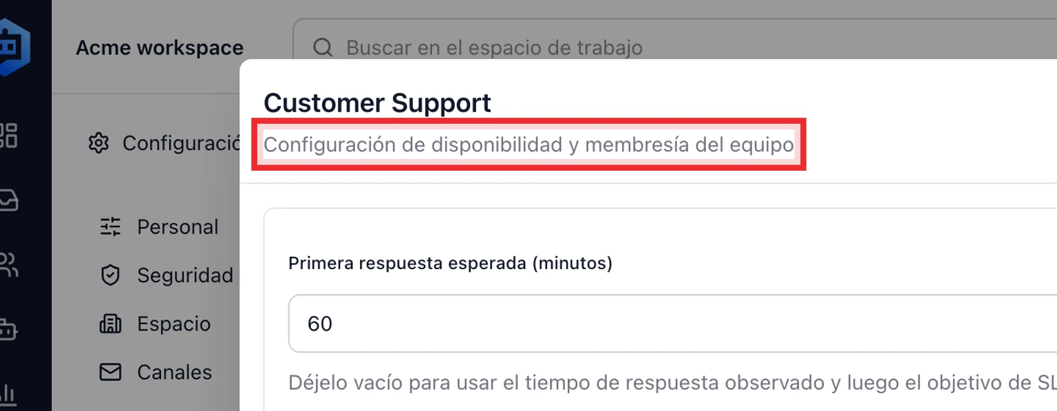 Dirige y asigna conversaciones: Configura una bandeja de entrada, 1. Abre Administración > Bandejas > Bandejas y equipos y crea el equipo que gestionará el trabajo.