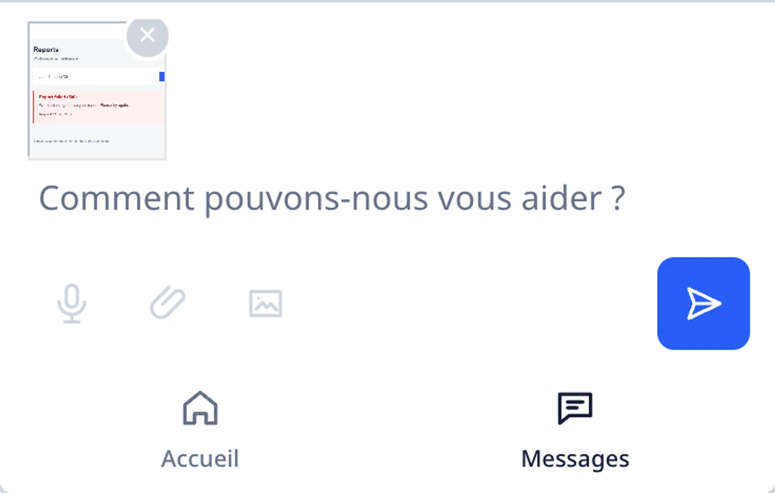 Envoyer des fichiers et des captures d'écran dans le widget du site: Joindre et vérifier une capture d'écran, 2. Choisissez l'action d'image pour une capture d'écran ou l'action de fichier pour un autre fichier pris en charge.