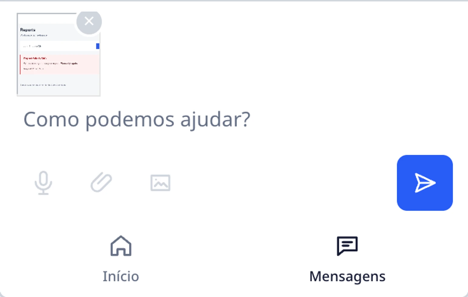 Enviar arquivos e capturas de tela no widget do site: Anexar e revisar uma captura de tela, 2. Escolha a ação de imagem para uma captura de tela ou a ação de arquivo para outro arquivo compatível.