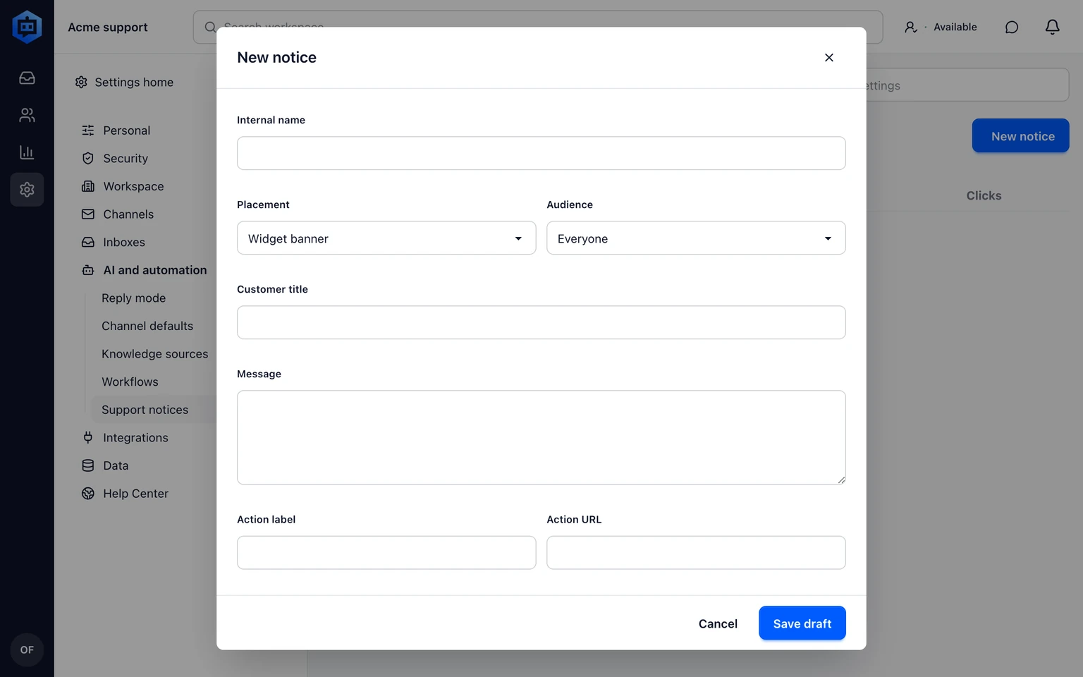 Send targeted support notices: Schedule one focused notice