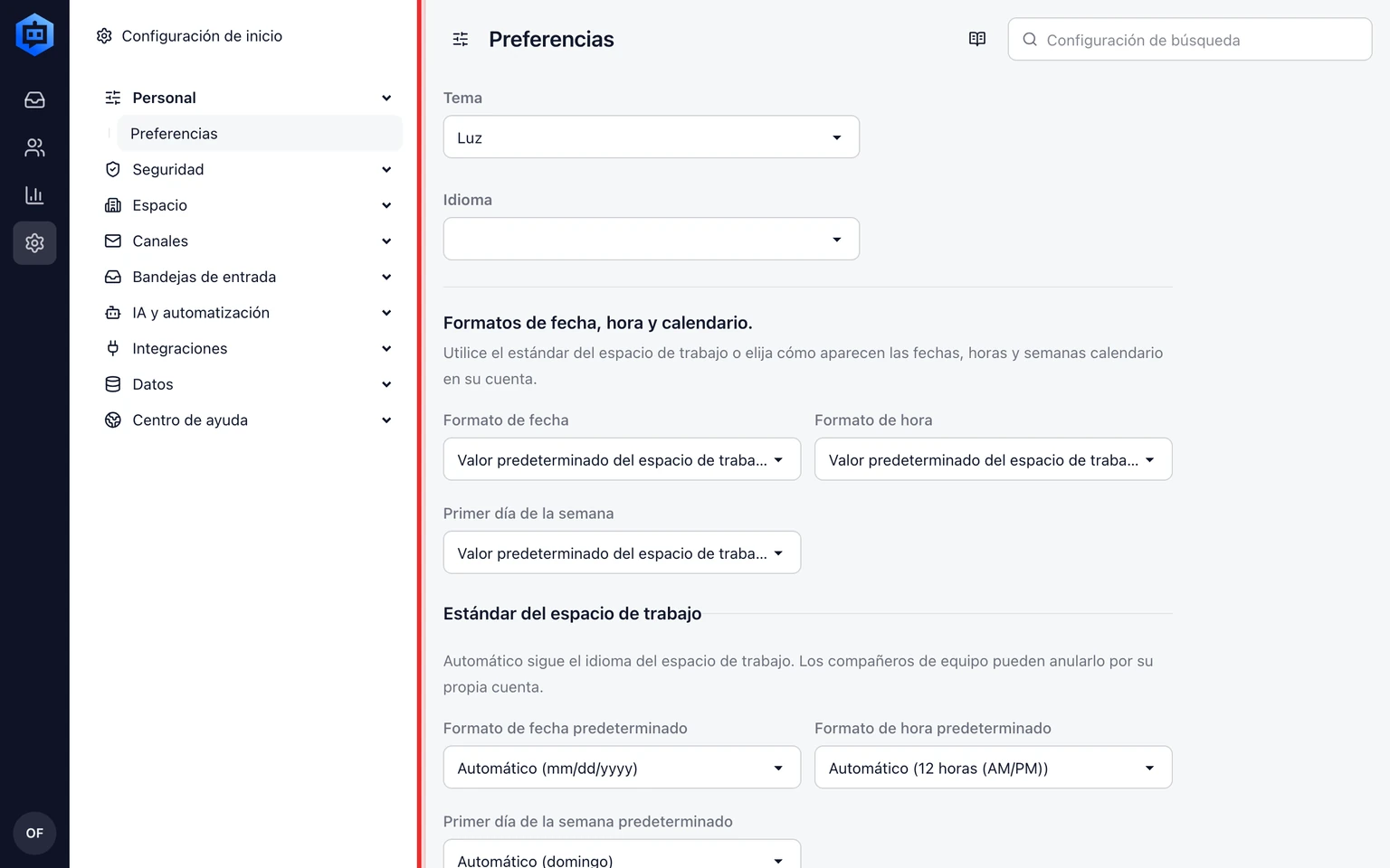 Configura idioma, fecha y hora: Configura la visualización personal, 1. Abre Configuración > Personal > Preferencias.