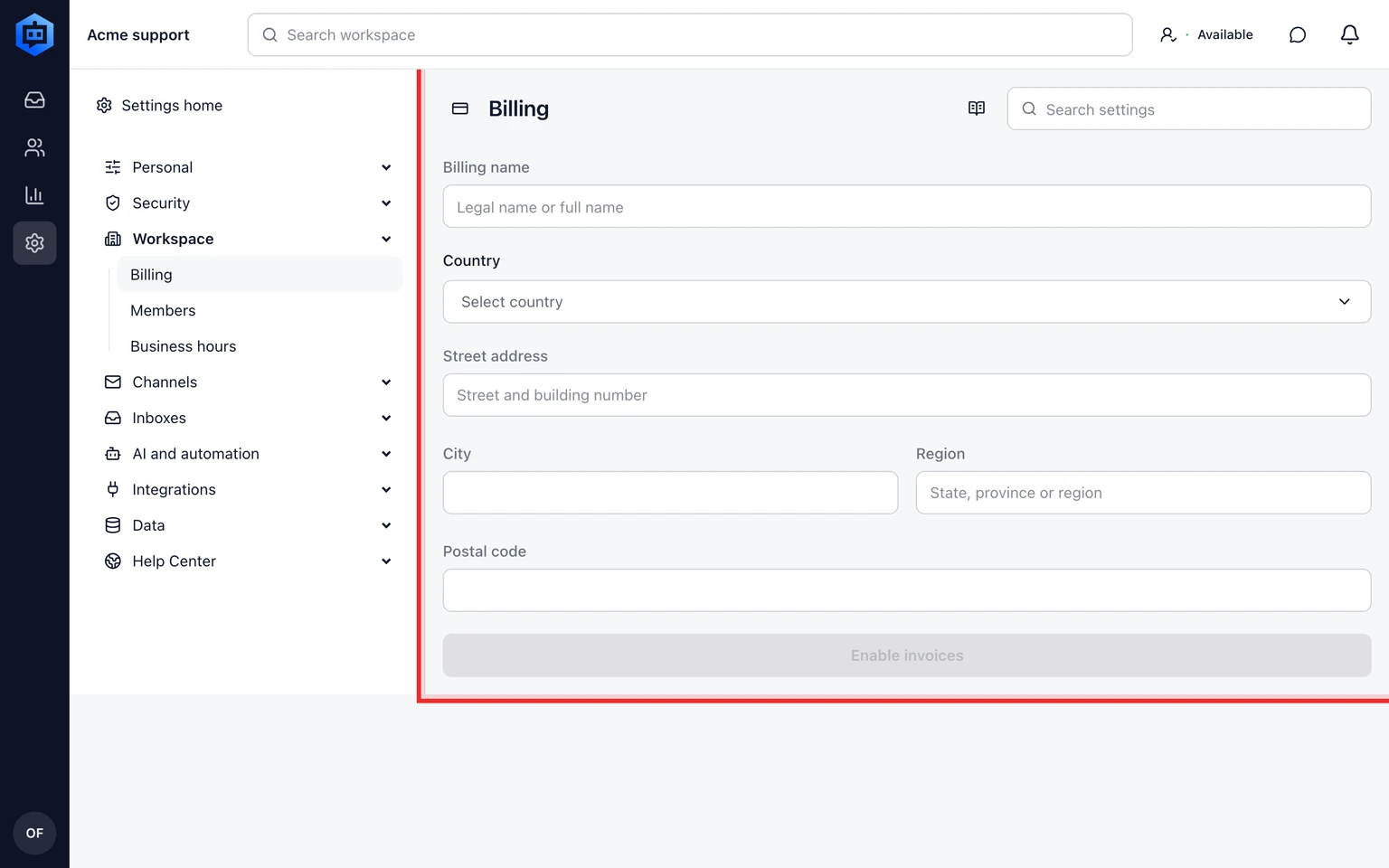 Set your language, date and time preferences: Set the workspace standard, 1. As an administrator, open the Workspace standard section.