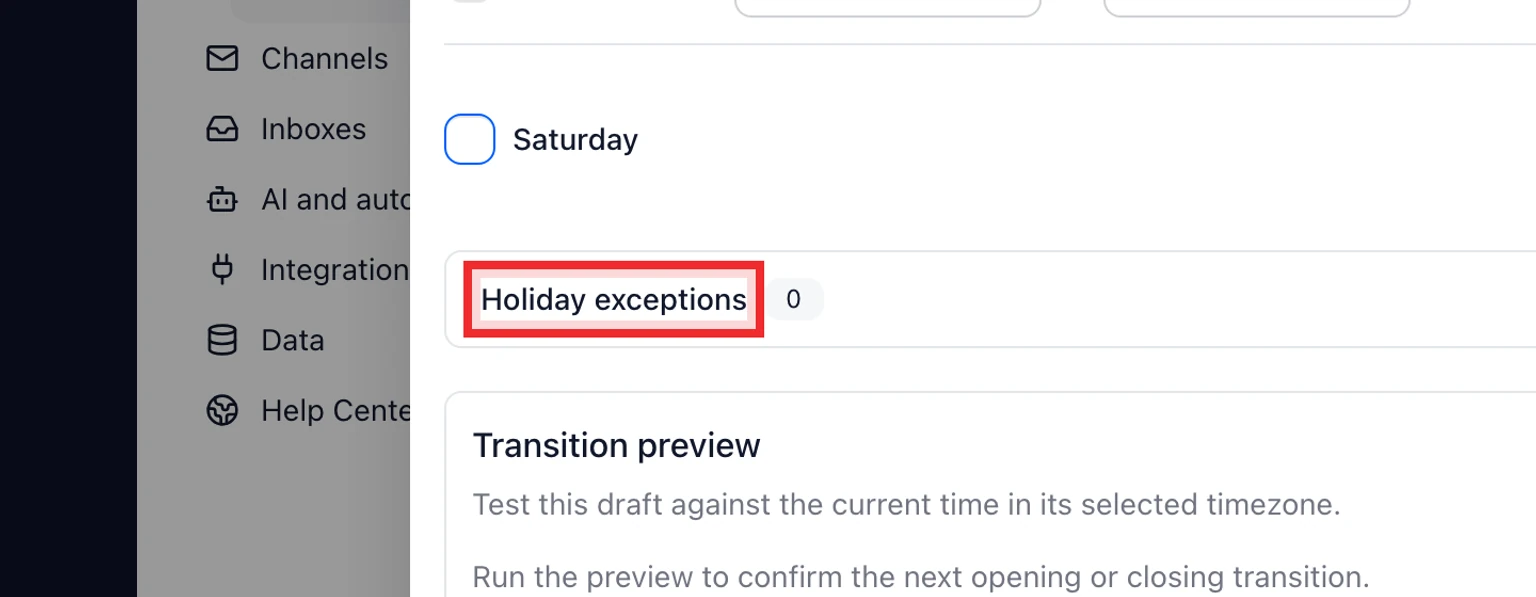 Set SLA policies and business hours: Set business hours, 1. Open Admin > Workspace > Business hours.