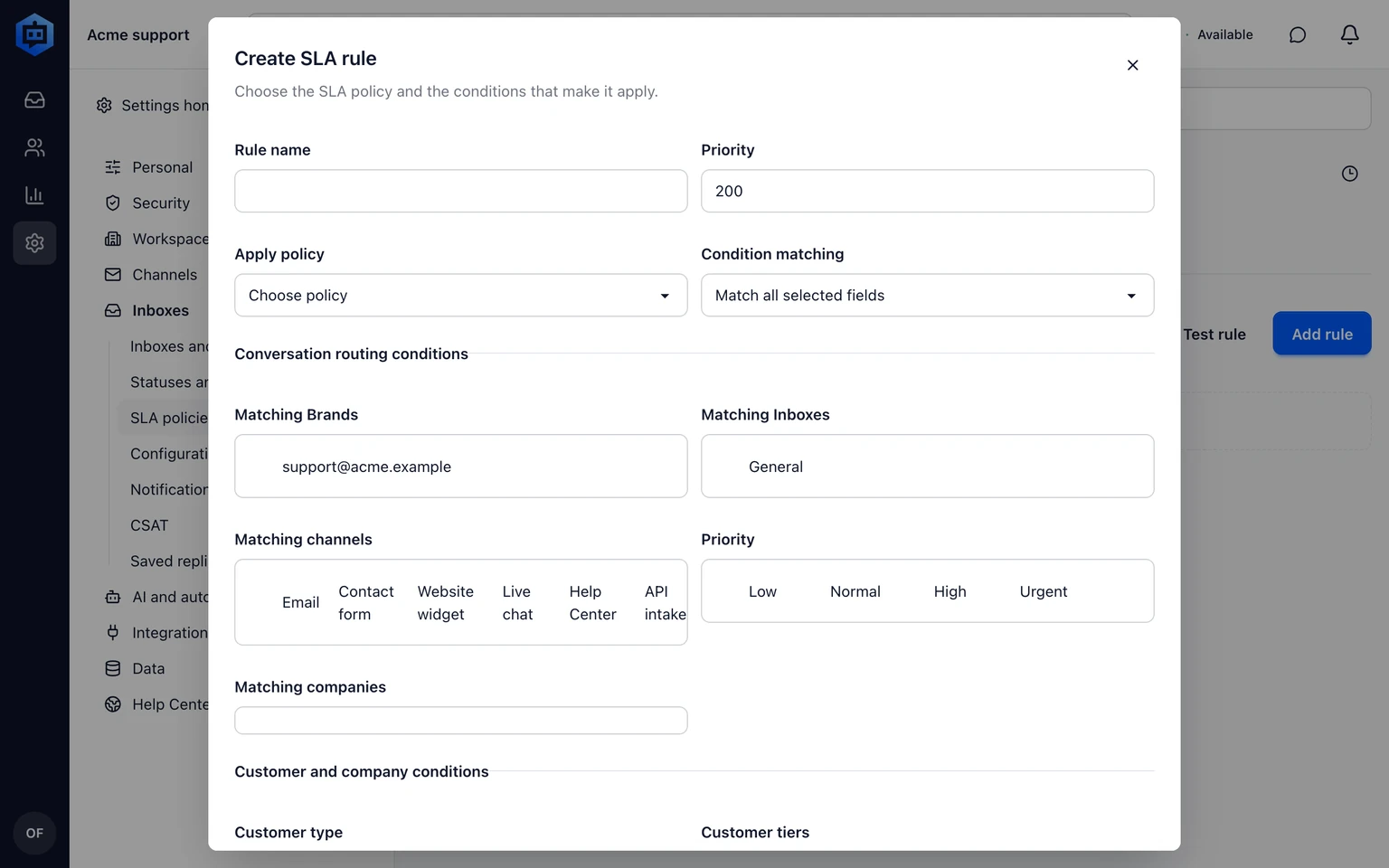 Set VIP and tier SLA rules: Create a narrow SLA rule