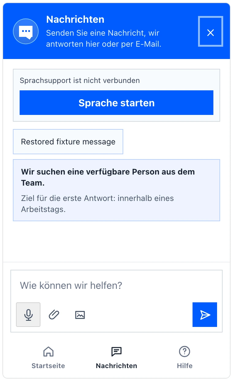 Browser-Sprache im Website-Widget sicher verwenden: Sprachsitzung starten und beenden