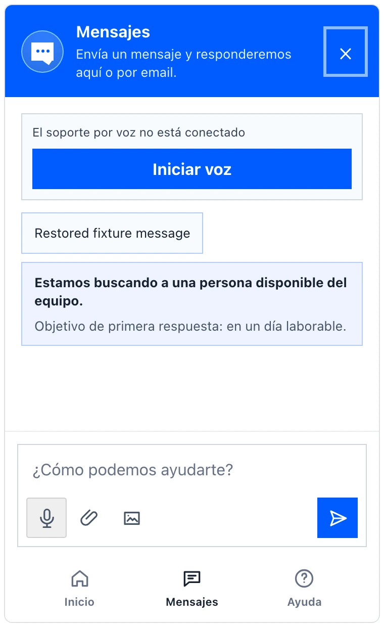 Voz segura del navegador en el widget web: Inicia y termina una sesión de voz