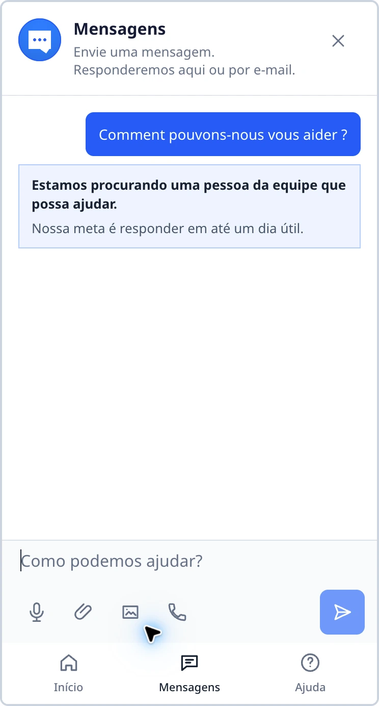 Usar voz do navegador com segurança no widget do site: Iniciar e encerrar uma sessão de voz