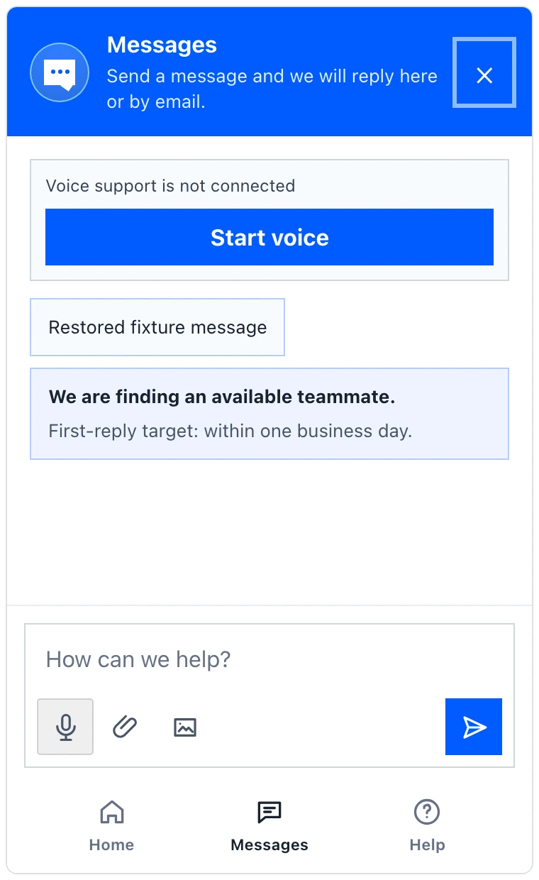 Use browser voice safely in the website widget: Start and stop a voice session