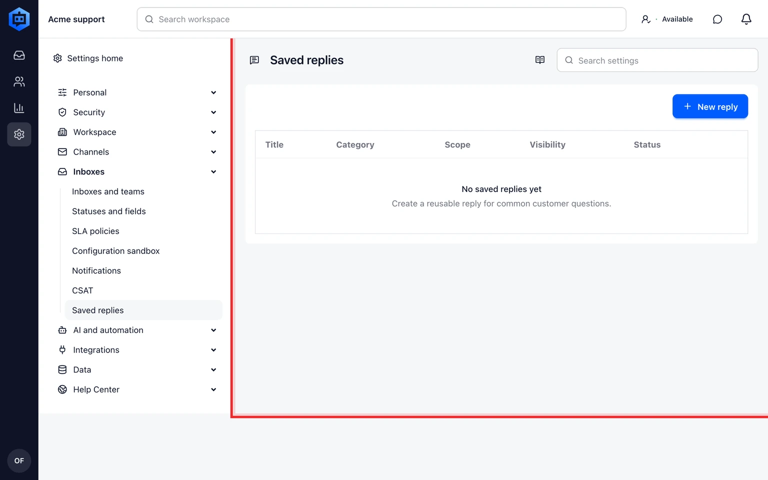 Create and use saved replies: Use it in a conversation, 1. Open Saved replies in the composer and search by name or text.