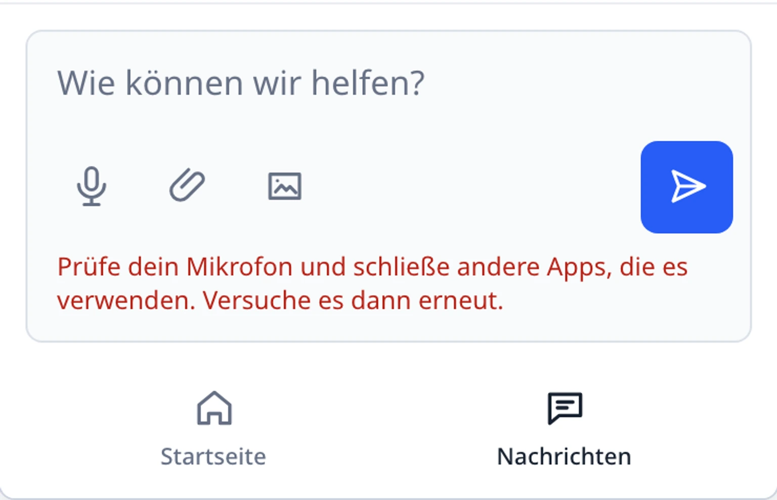 Das Mikrofon im Website-Widget verwenden: Erst nach der Prüfung des Entwurfs senden, 3. Wenn das Mikrofon belegt ist, die Aufnahme unerwartet endet oder keine Wörter erkannt werden, wählen Sie das Mikrofon erneut. Wenn der Zugriff abgelehnt wurde, ändern Sie die Mikrofonberechtigung dieser Website im Browser und versuchen Sie es erneut.