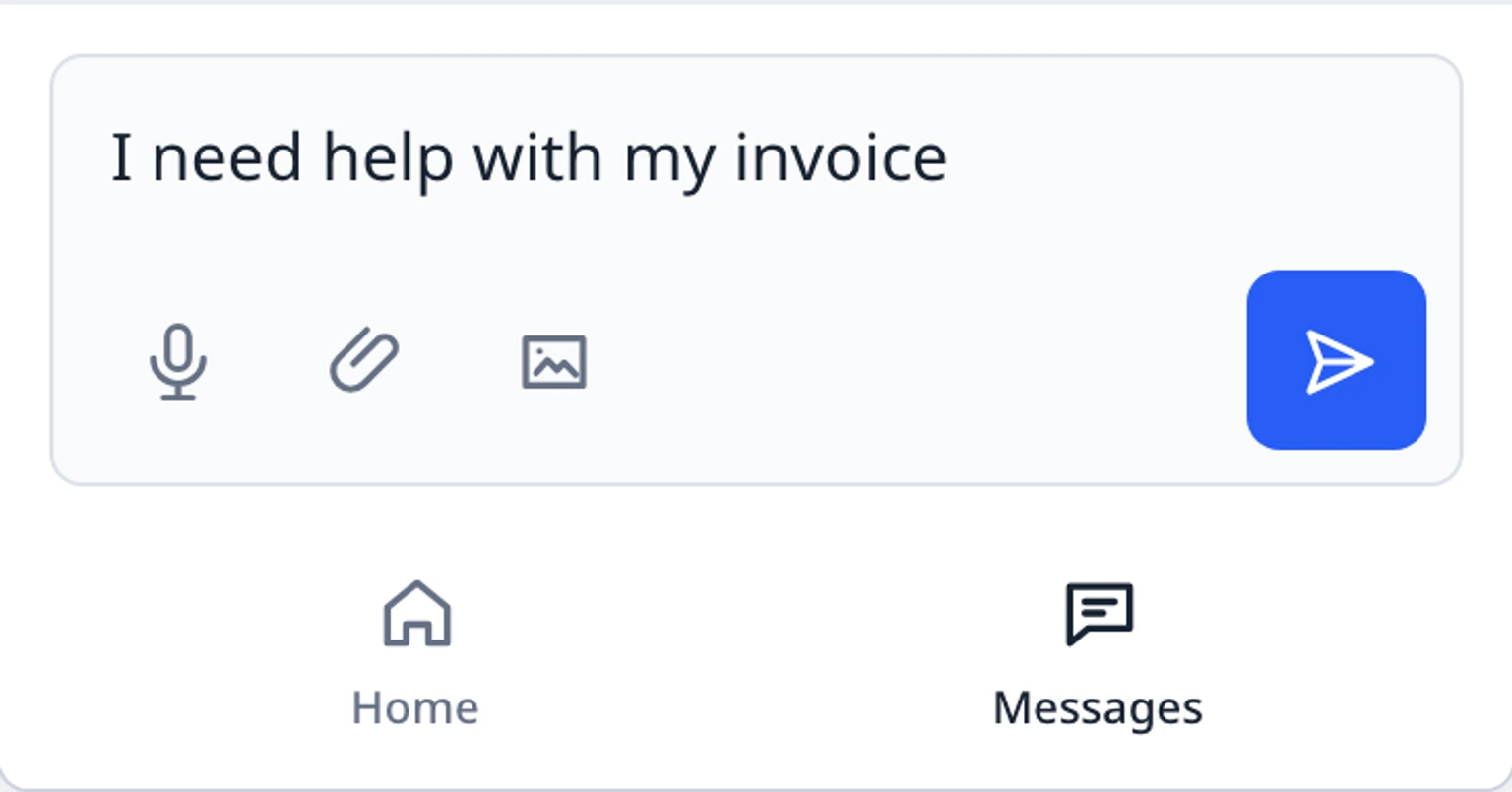 Use the microphone in the website widget: Send only after checking the draft, 1. Edit the inserted text like any other message and check the recipient context and attachments.
