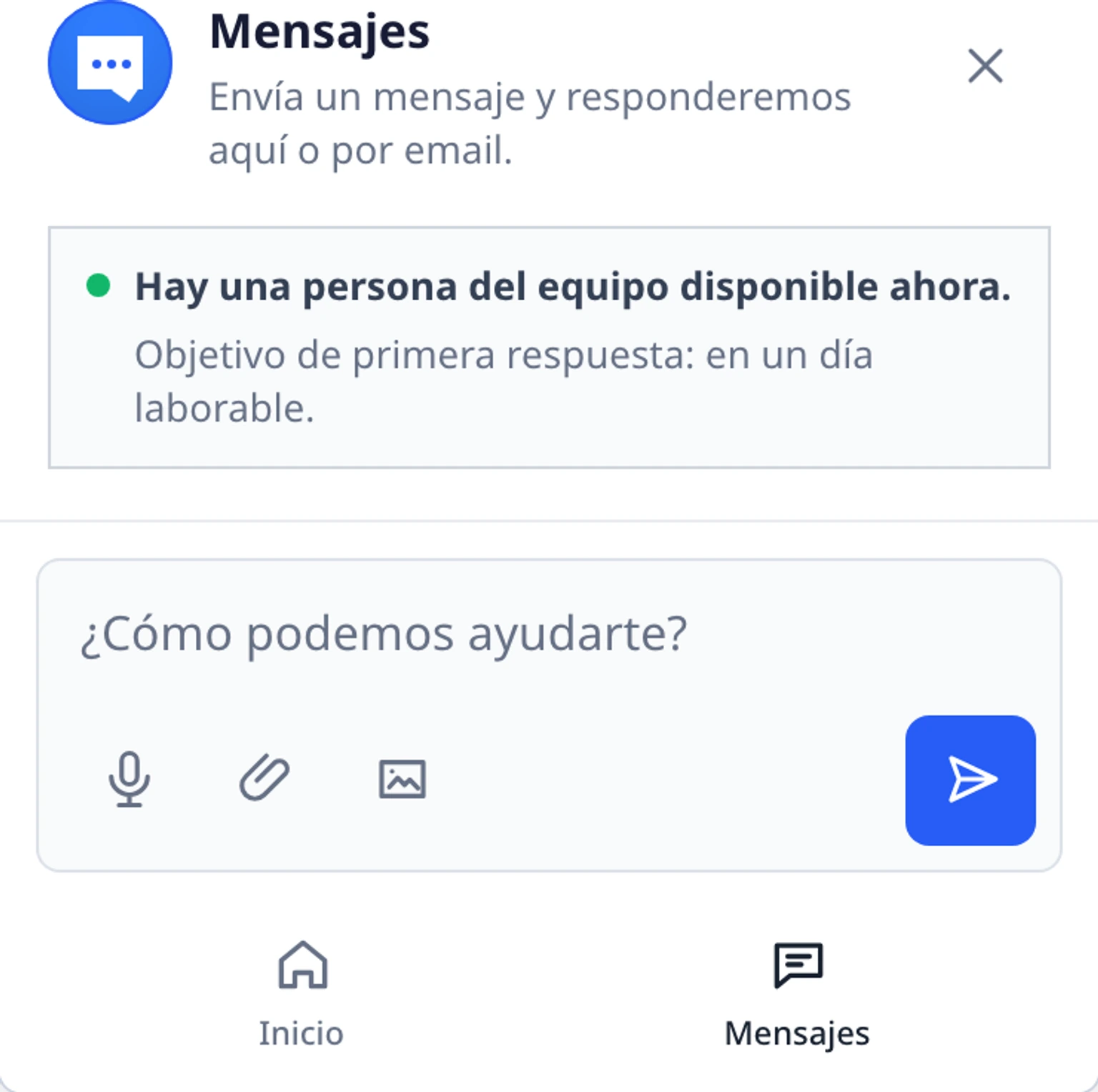 Usa el micrófono en el widget del sitio web: Inicia y detén la grabación