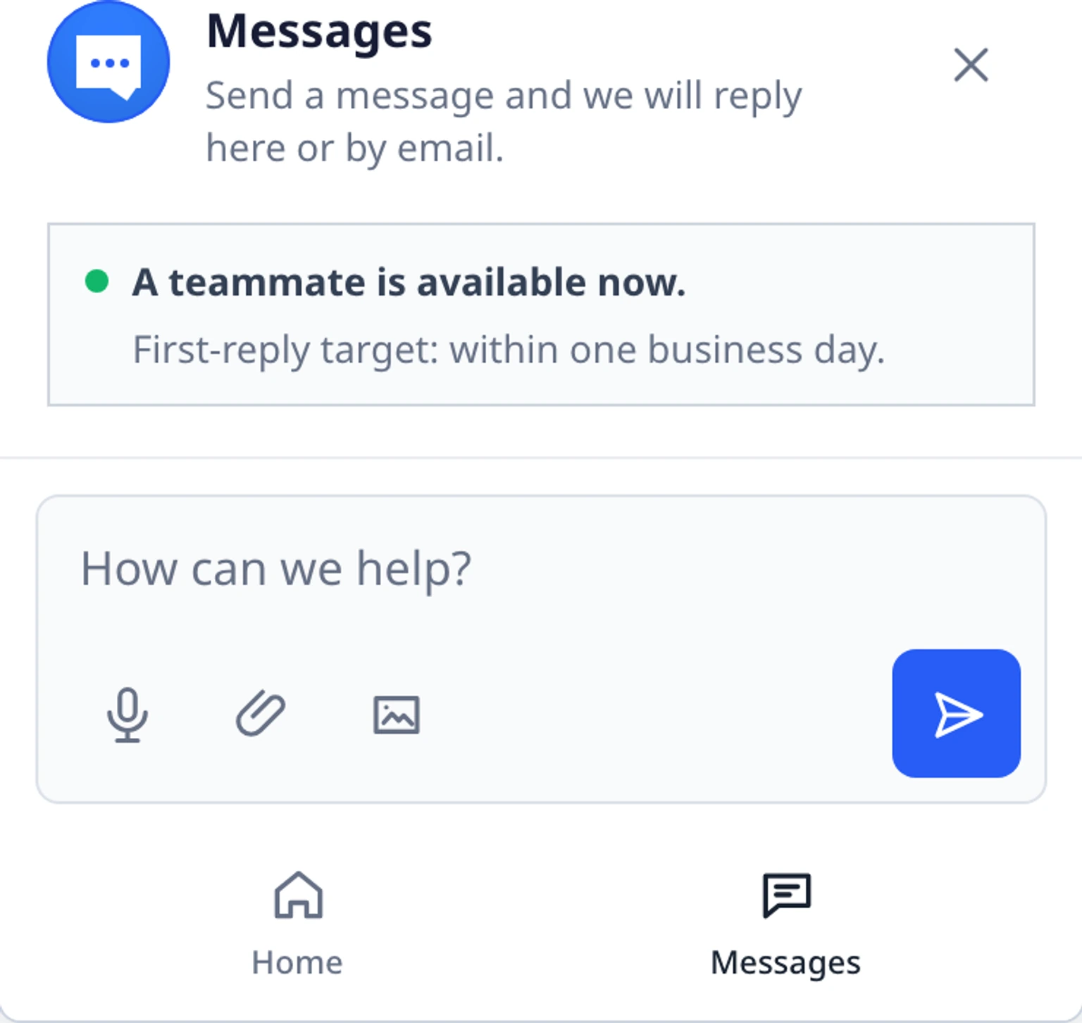 Use the microphone in the website widget: Start and stop recording